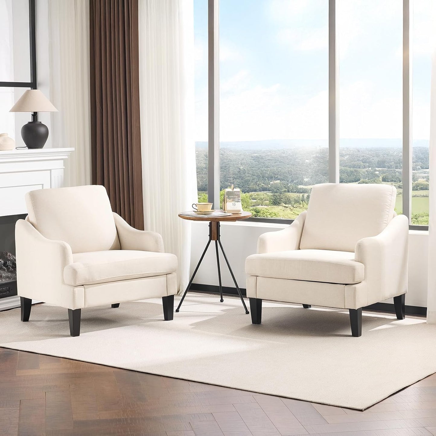 Cozy Beige Armchair Set - Modern Accent Chairs