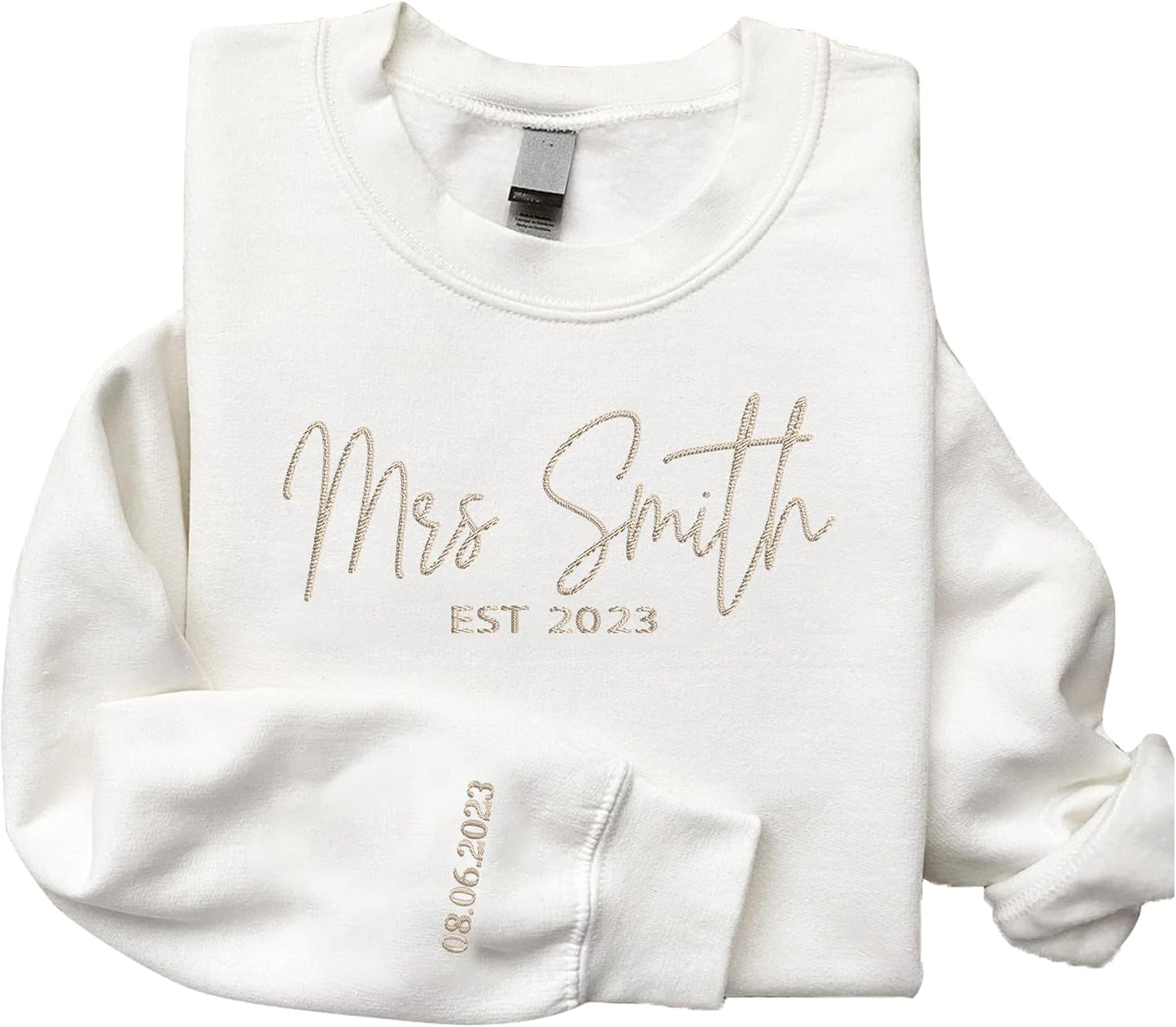 Personalized Mrs Sweatshirt - Custom Last Name & Date - Engagement/Bachelorette Gift