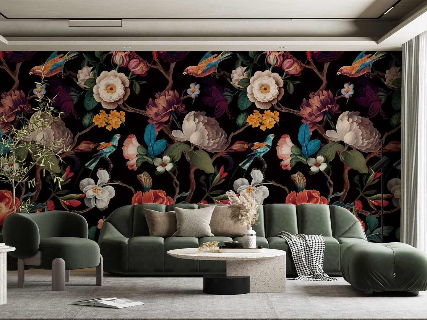 Zeeko Floral Peel and Stick Wall Mural for Vintage Decor