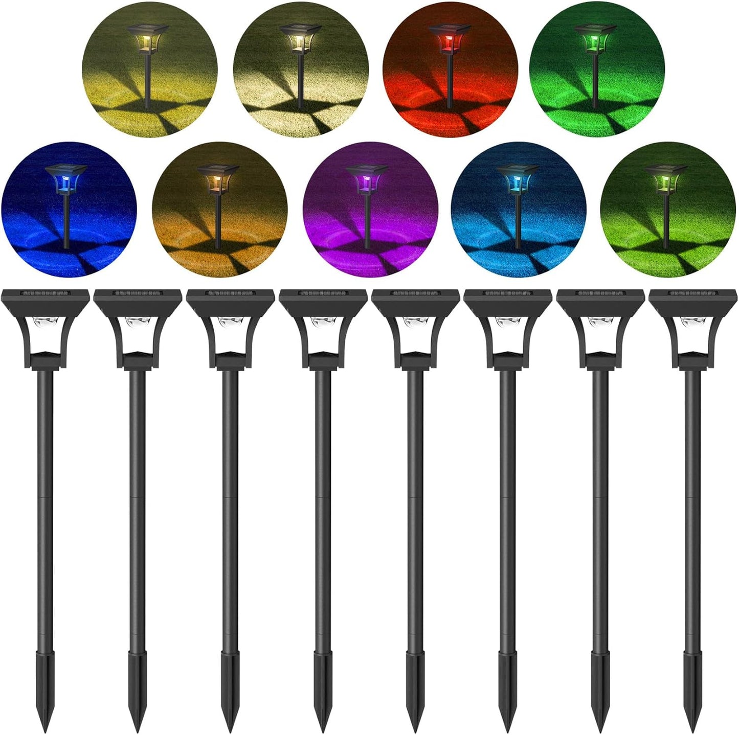 CINOTON Solar Pathway Outdoor Lights with 3 Lighting Modes