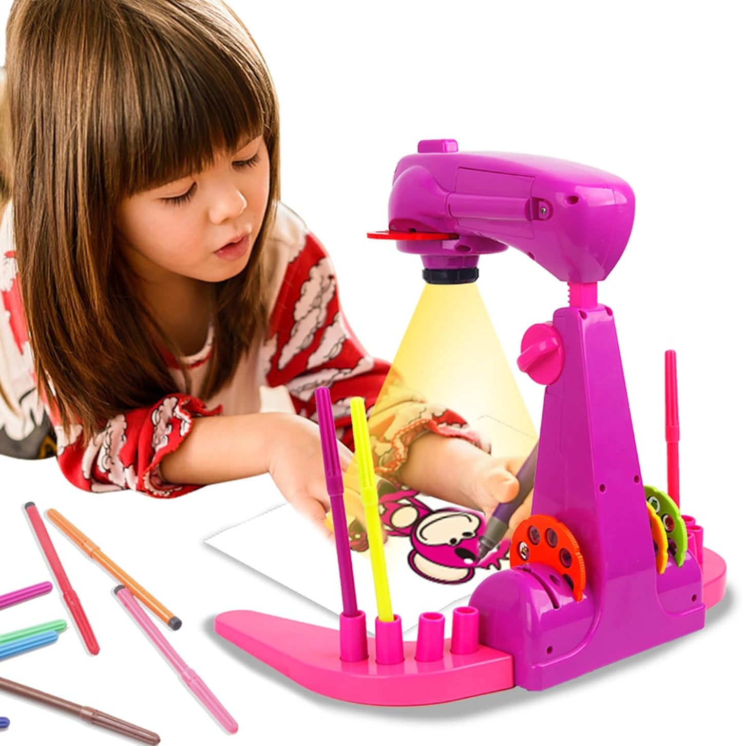 Kids Drawing Projector: 32 Patterns, 12 Brushes, Adjustable Size