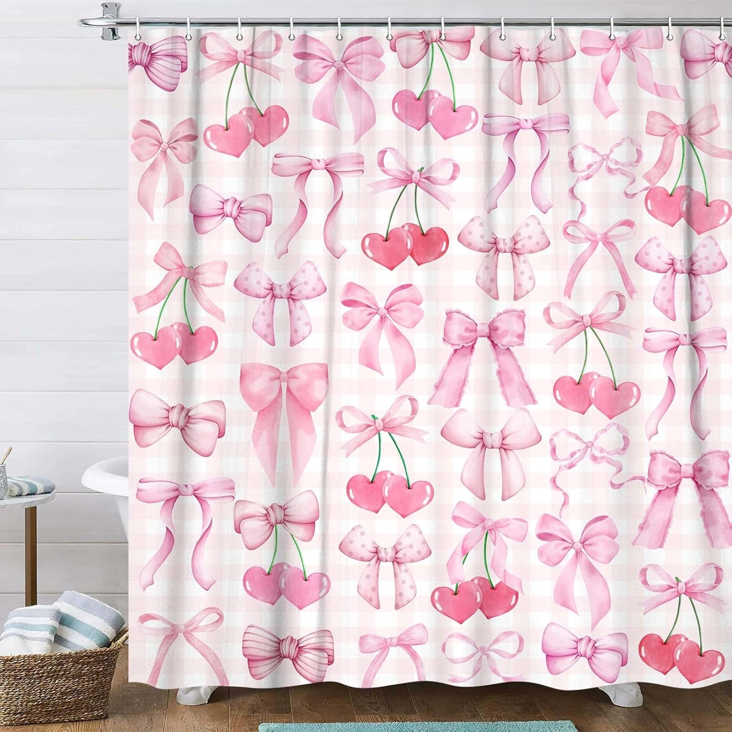 Chic Bow Shower Curtain Set for Girls