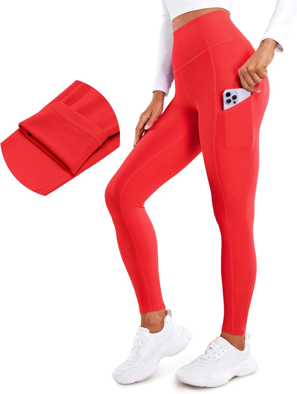 CRZ YOGA Womens Fleece Lined Leggings for Winter Comfort