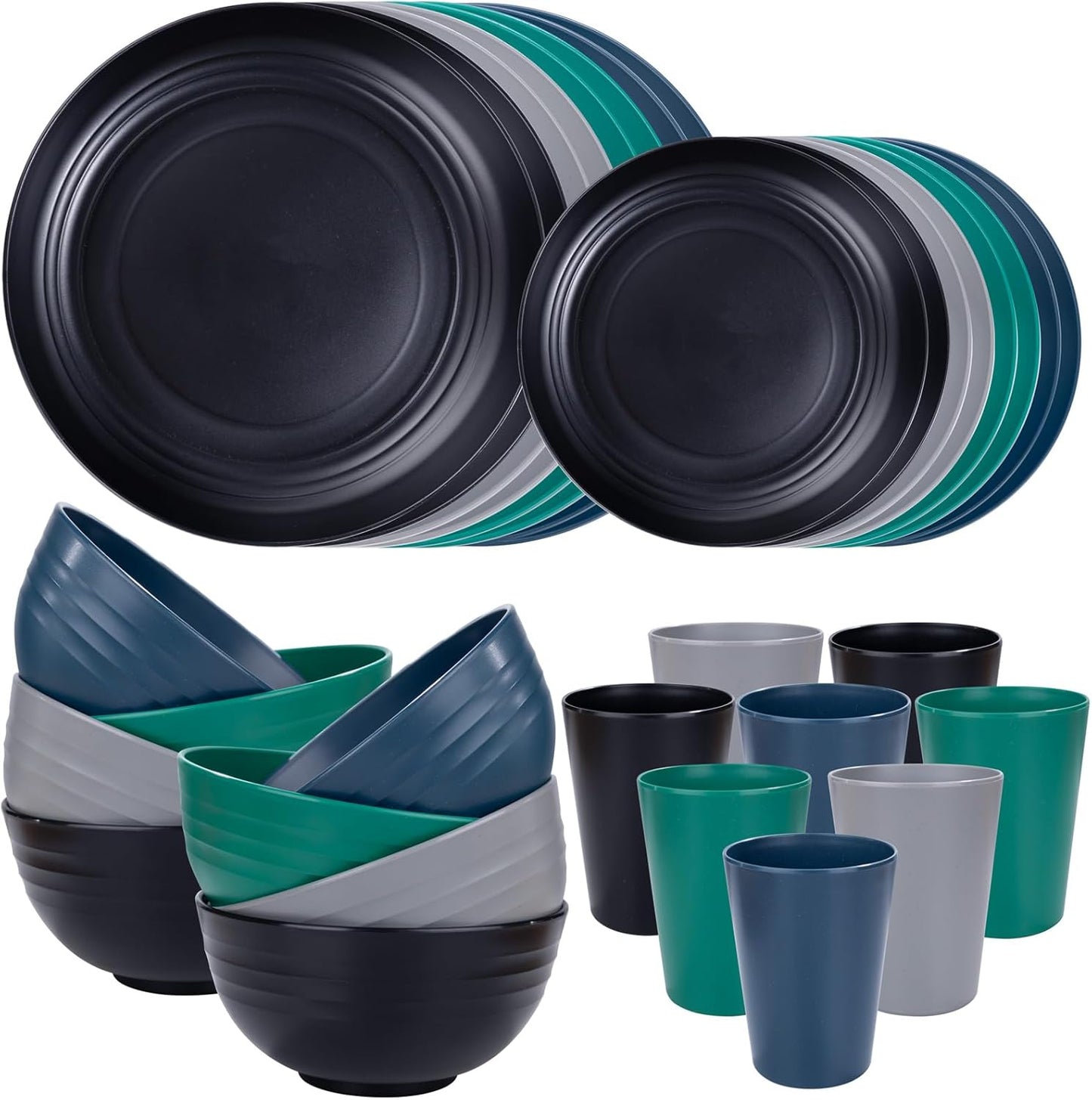 Wheat Straw Dinnerware Sets for 8 - Unbreakable and Fun Colors