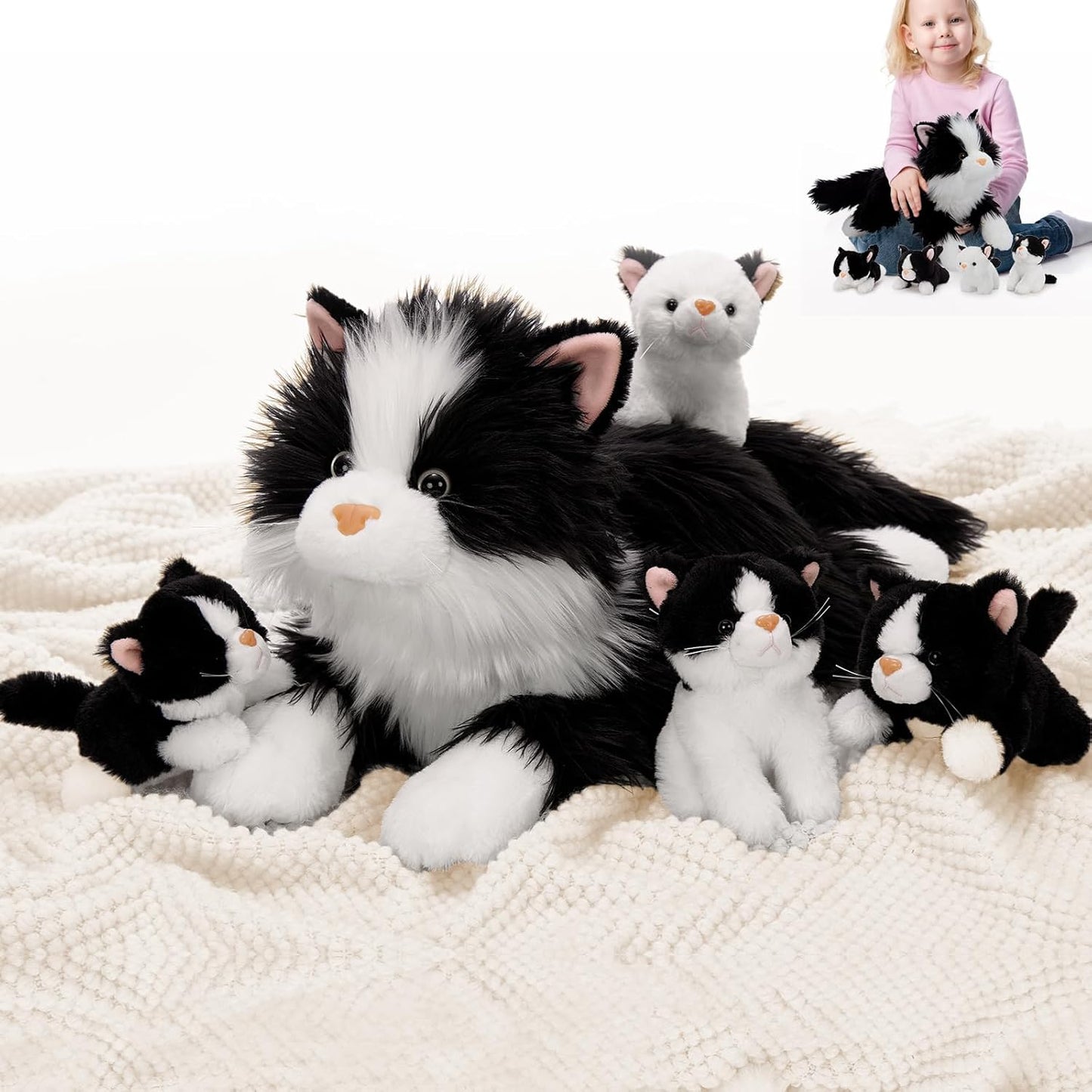Tezituor 5Pcs Cat Stuffed Animals Set for Kids and Adults