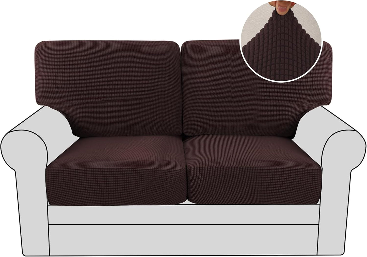 H.VERSAILTEX Multi-Pieces Loveseat Covers for 2 Cushion Couch