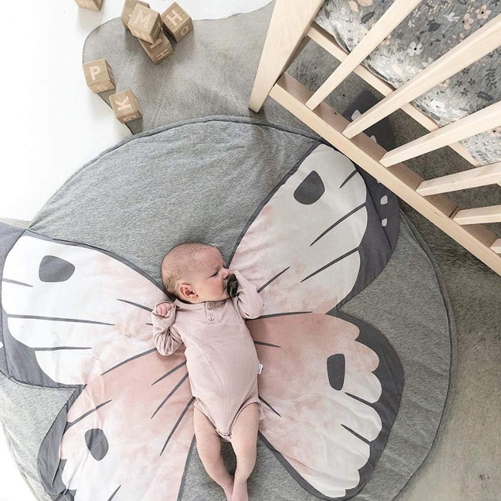 ABREEZE Butterfly Baby Round Play Pad for Tummy Time Fun