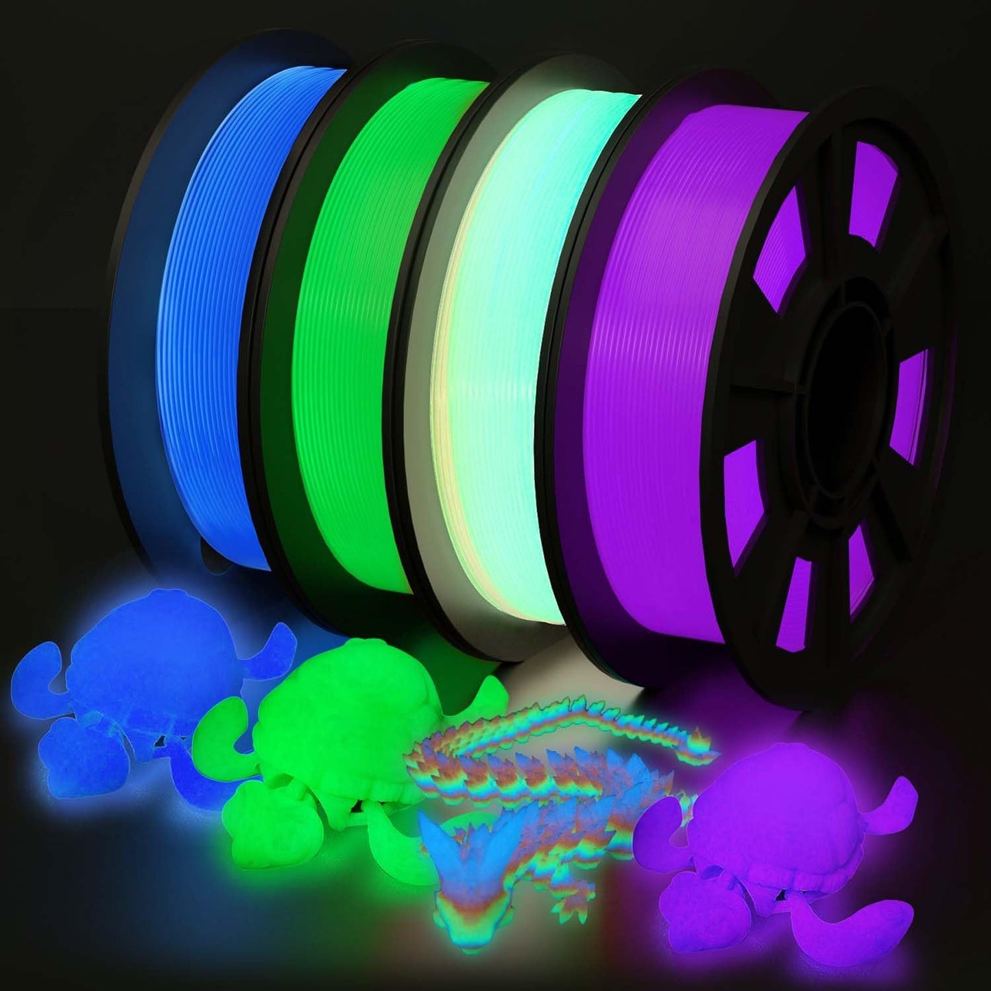 YOUSU Glow in The Dark PLA Filament Bundle for 3D Printing