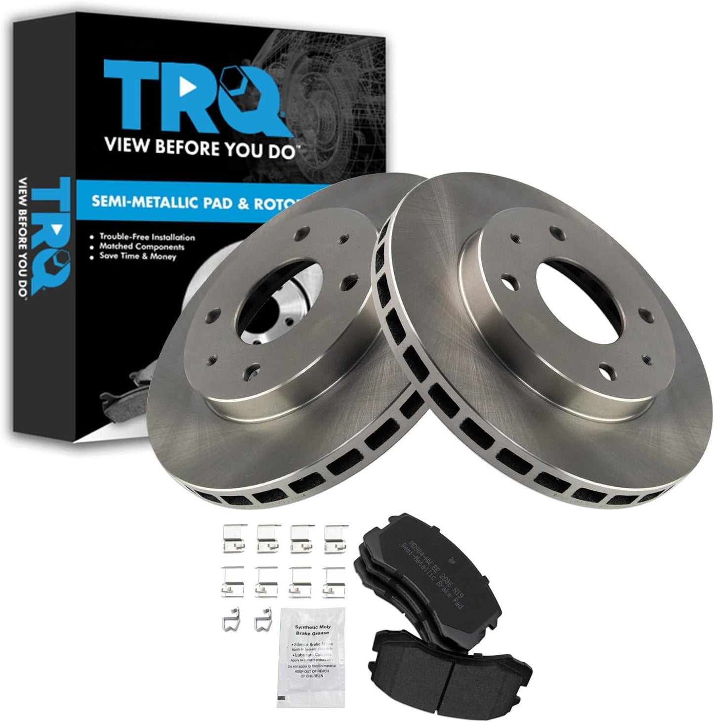 TRQ Front Brake Pad & Rotor Kit for 2002-2007 Mitsubishi Lancer