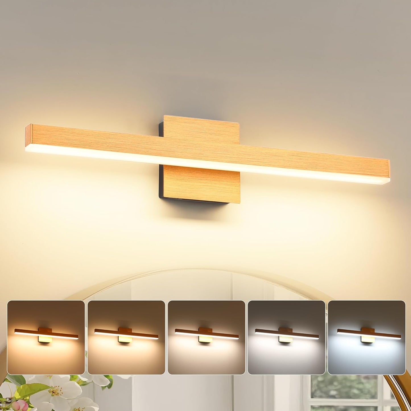 Modern Bathroom Vanity Light with Dimmable 5CCT Features
