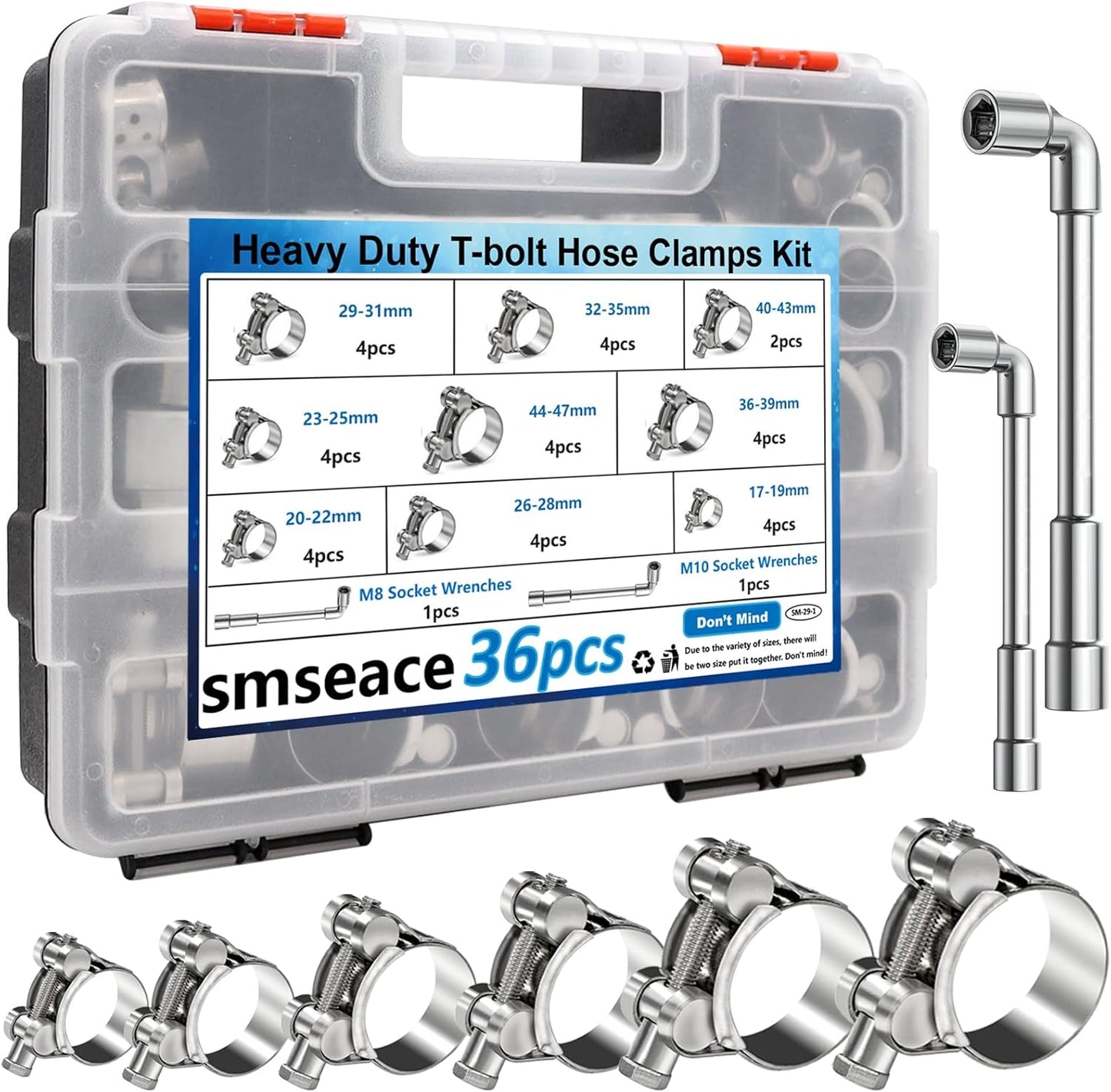 36Pcs Heavy Duty T-bolt Hose Clamps for All Your Needs