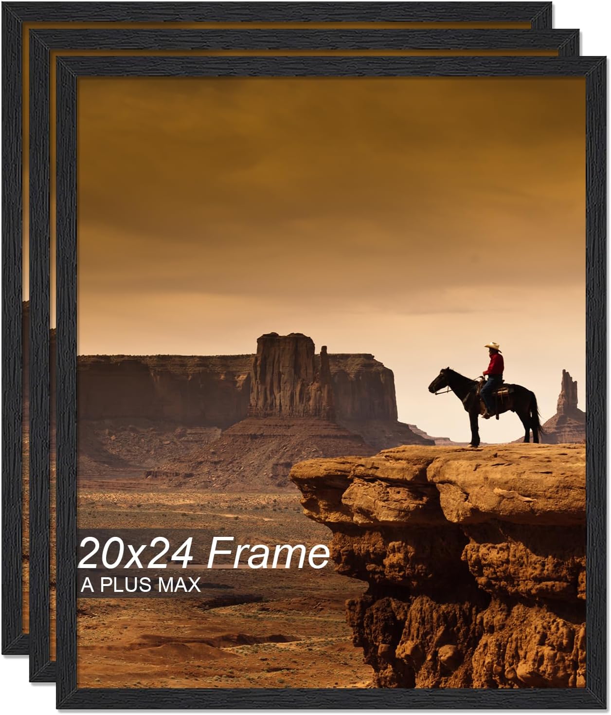 20x24 Picture Frame Set of 3 - Lightweight Black Frames