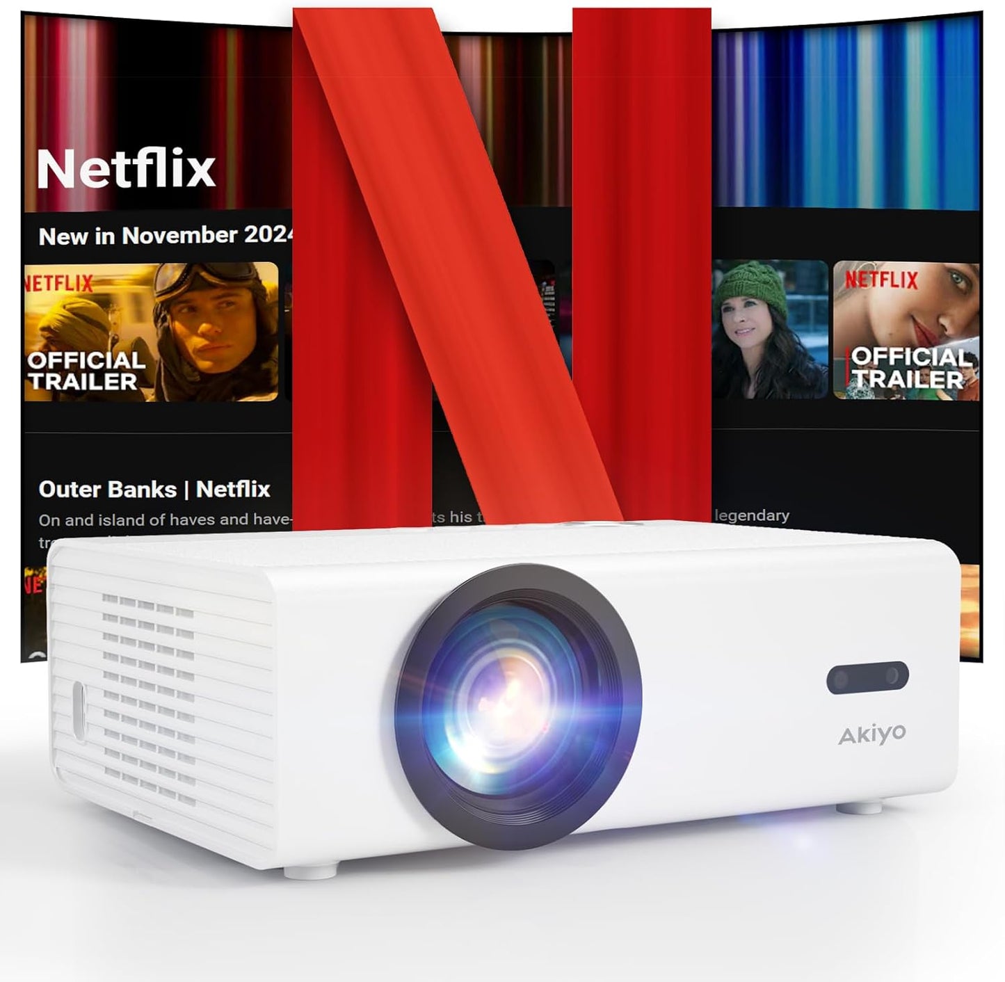 AKIYO Portable Smart Projector: 1080P, WiFi, Bluetooth