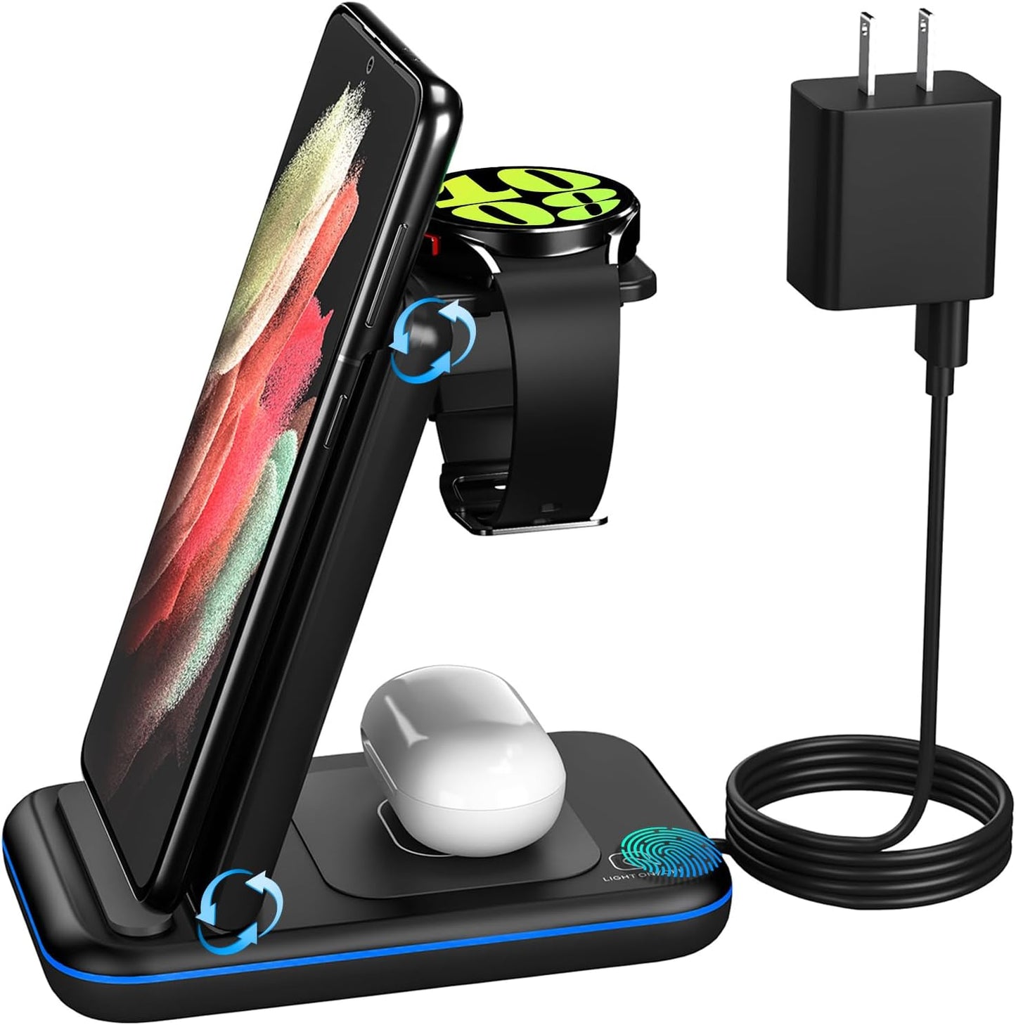 Wireless Charger for Samsung/Android - HOLYJOY 3 in 1 Fast Charging
