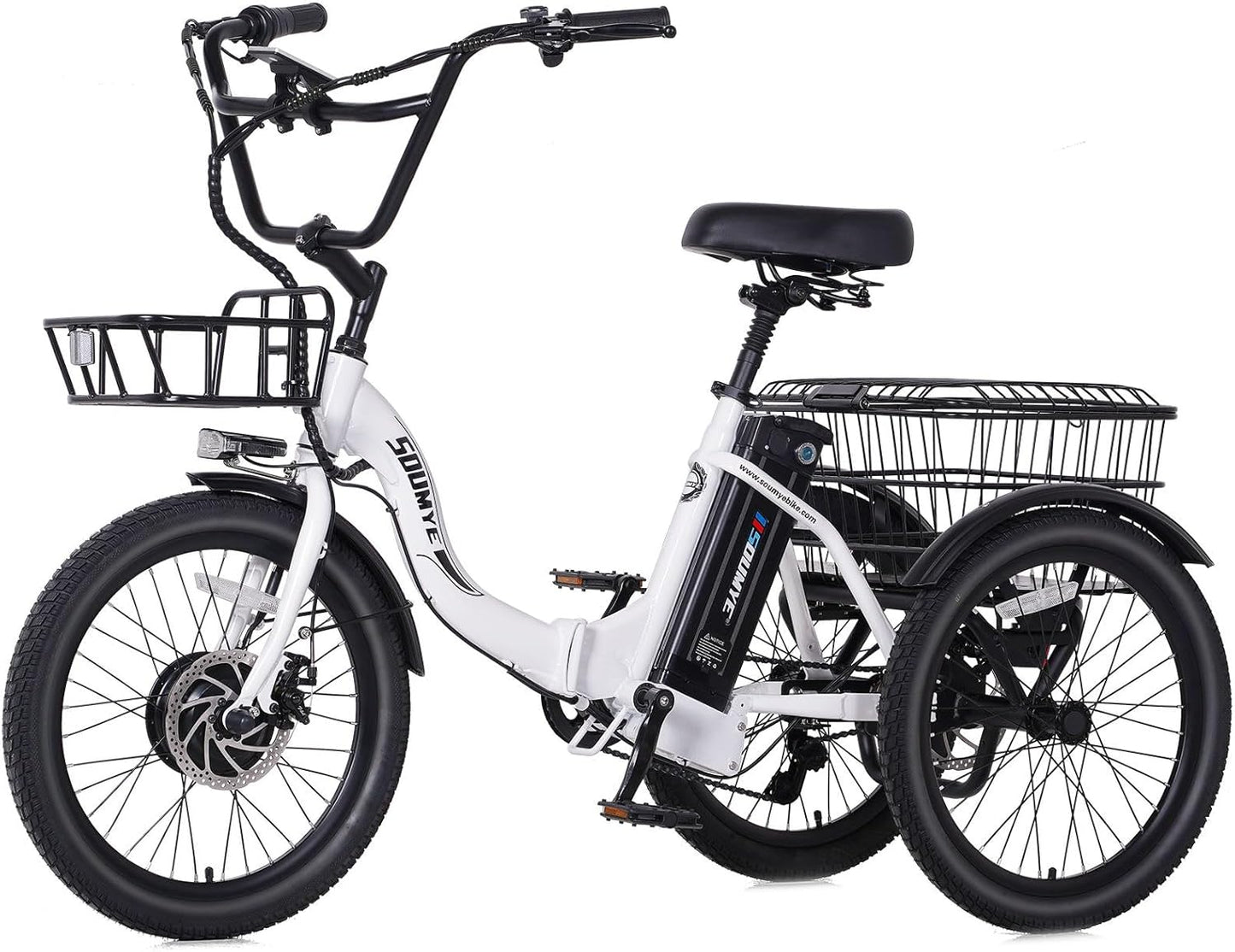 Electric Tricycle for Adults with Removable Battery and Basket