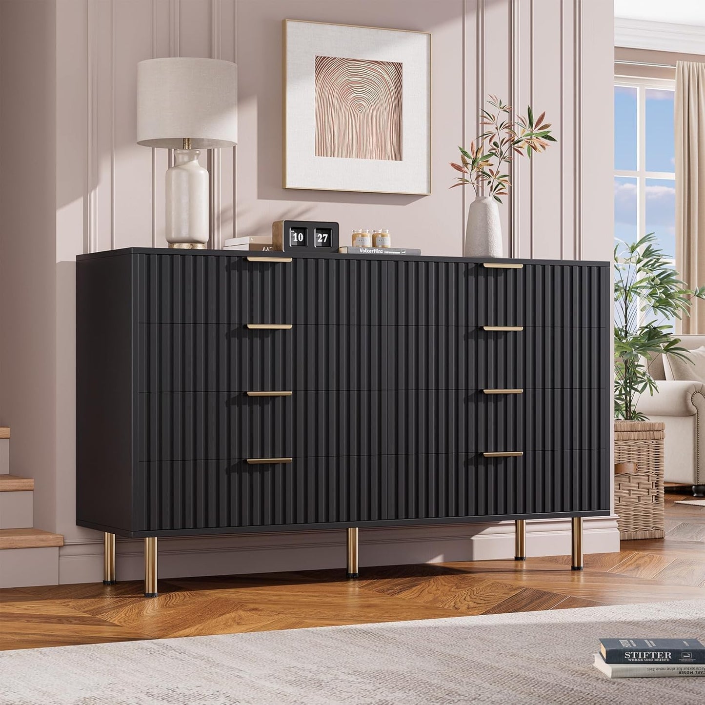 Modern 8 Drawer Dresser for Bedroom and Living Room Storage