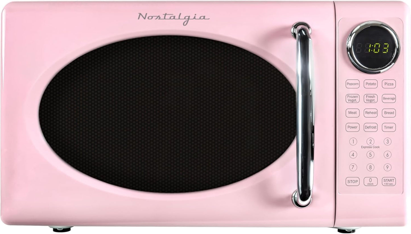 Nostalgia Retro Microwave Oven 0.7 Cu Ft with 8 Auto-Cook Programs