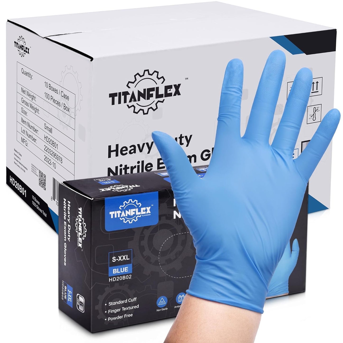 TitanFlex Nitrile Exam Gloves - Heavy Duty, Latex Free, 1000 Count