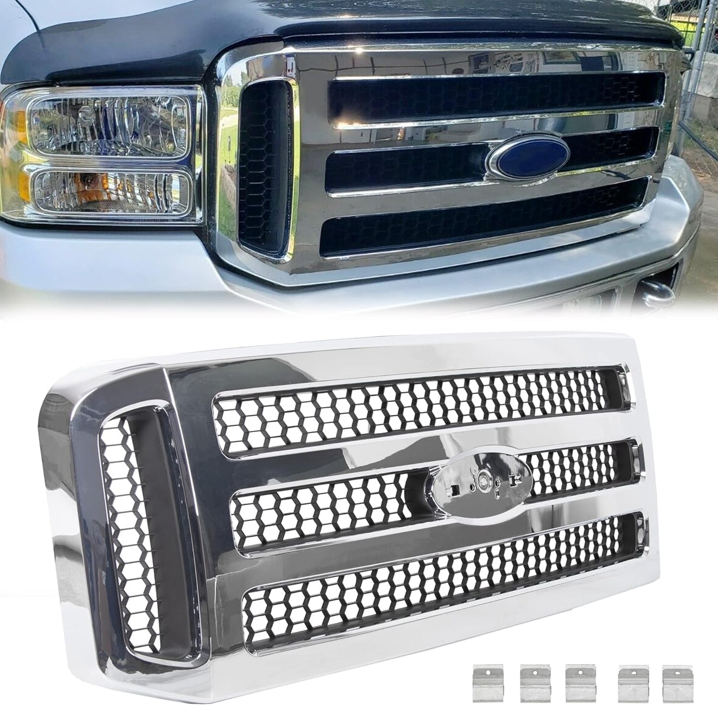 HECASA Front Grille for 2005-2007 Ford F250 F350 F450 F550
