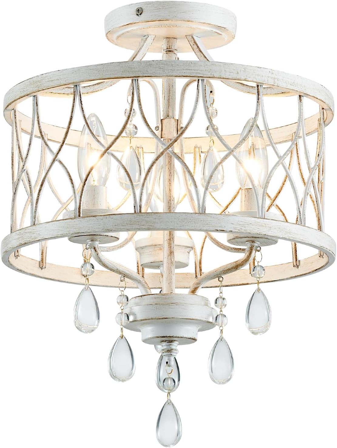 Farmhouse Crystal Ceiling Light Fixture for Vintage Charm