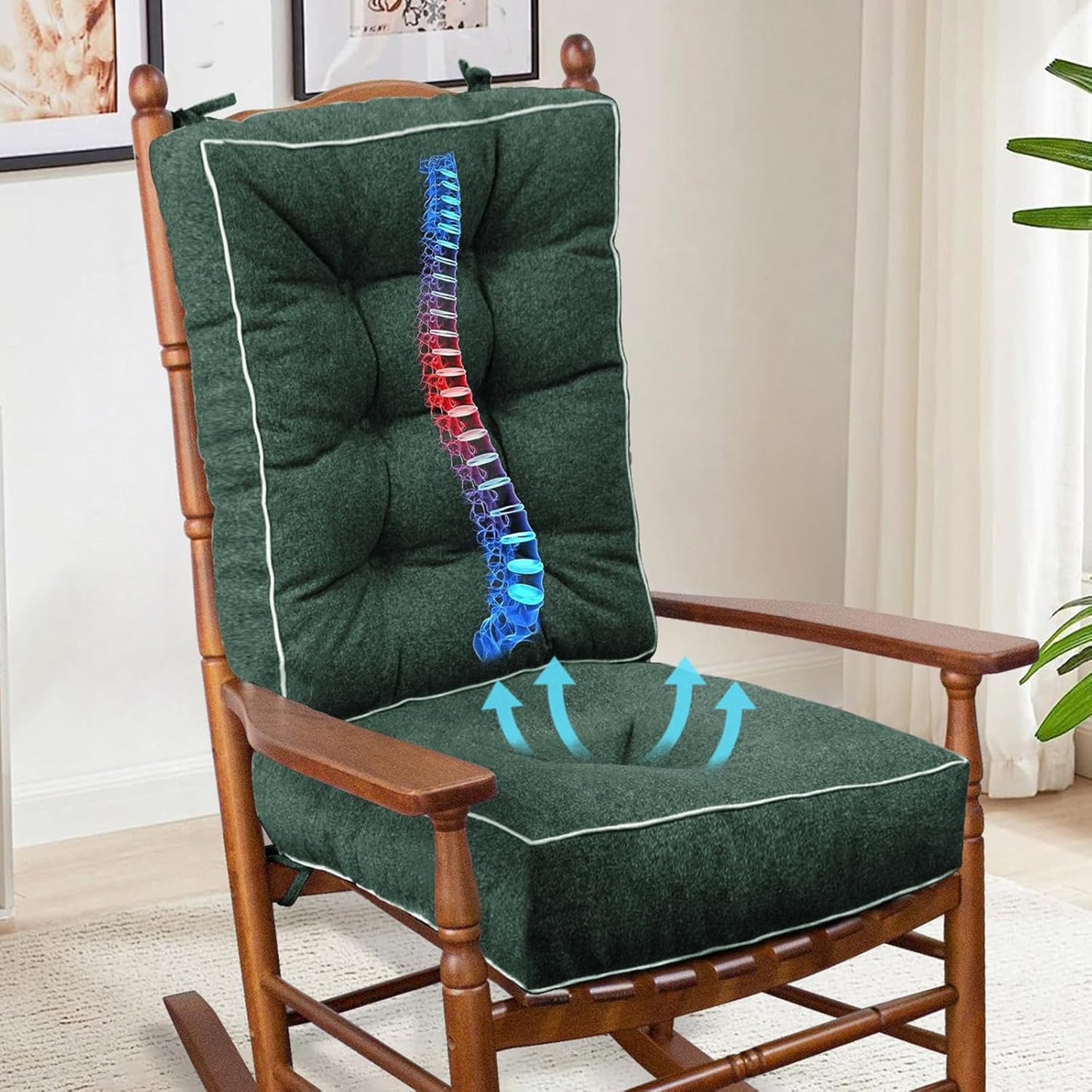 YZ HOME Rocking Chair Cushion Set with Memory Foam Comfort