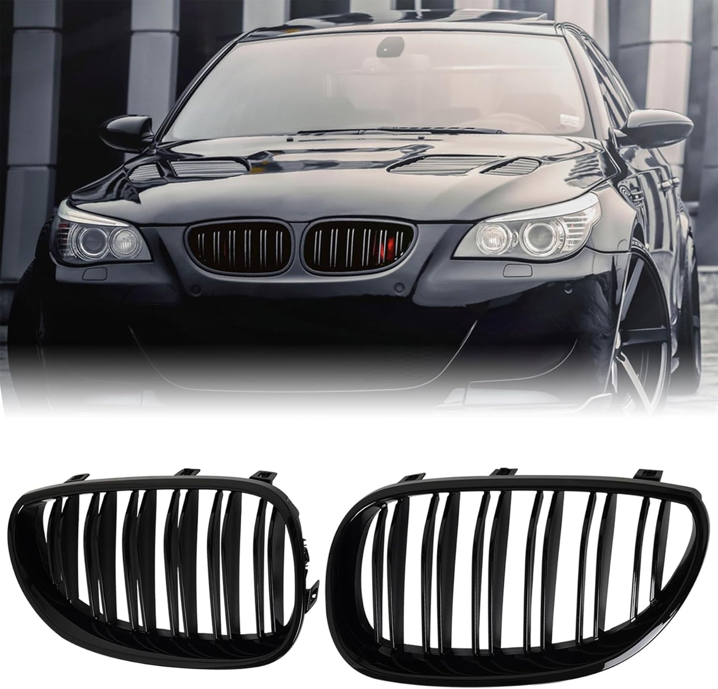 E60 Black Kidney Grille for 2003-2009 BMW 5 Series Models