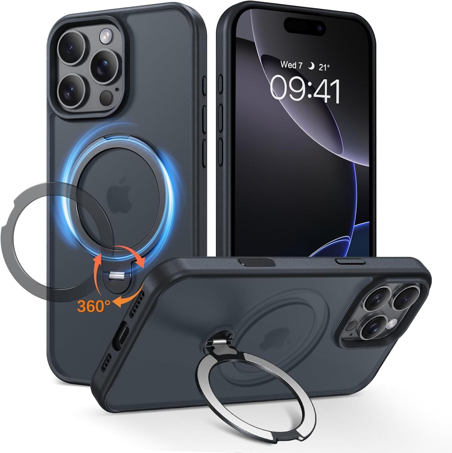 iPhone 16 Pro Max Case with 360 Spin Magnetic Stand and More