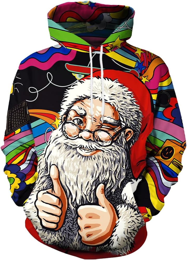 Funny Christmas Hoodies for Men with 3D Printed Graphics