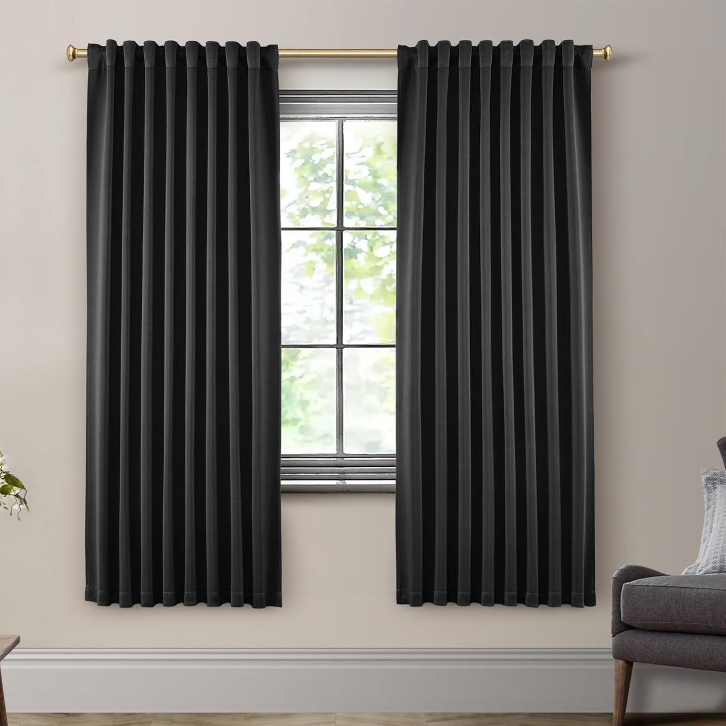 SHINELAND Blackout Thick Window Curtains for Bedroom 72 in