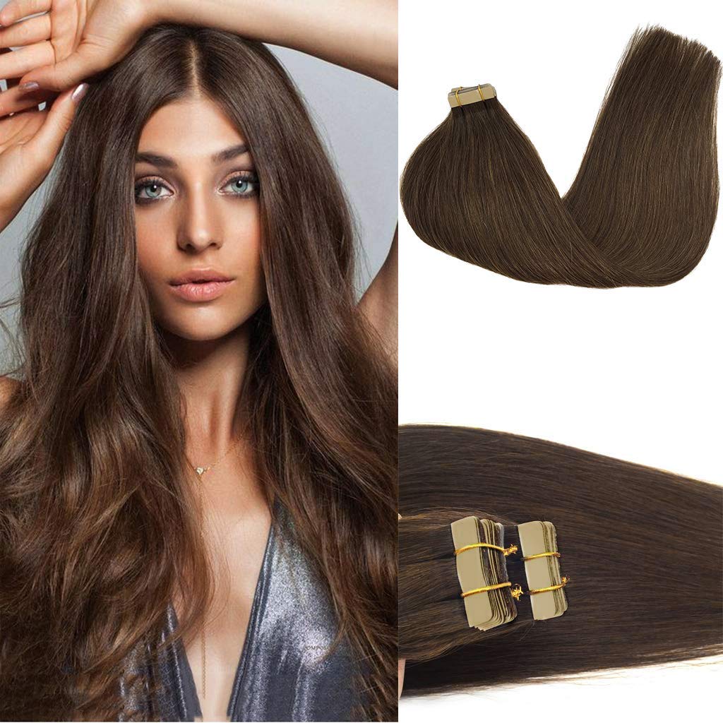 GOO GOO Tape in Hair Extensions 26in Chocolate Brown for Volume