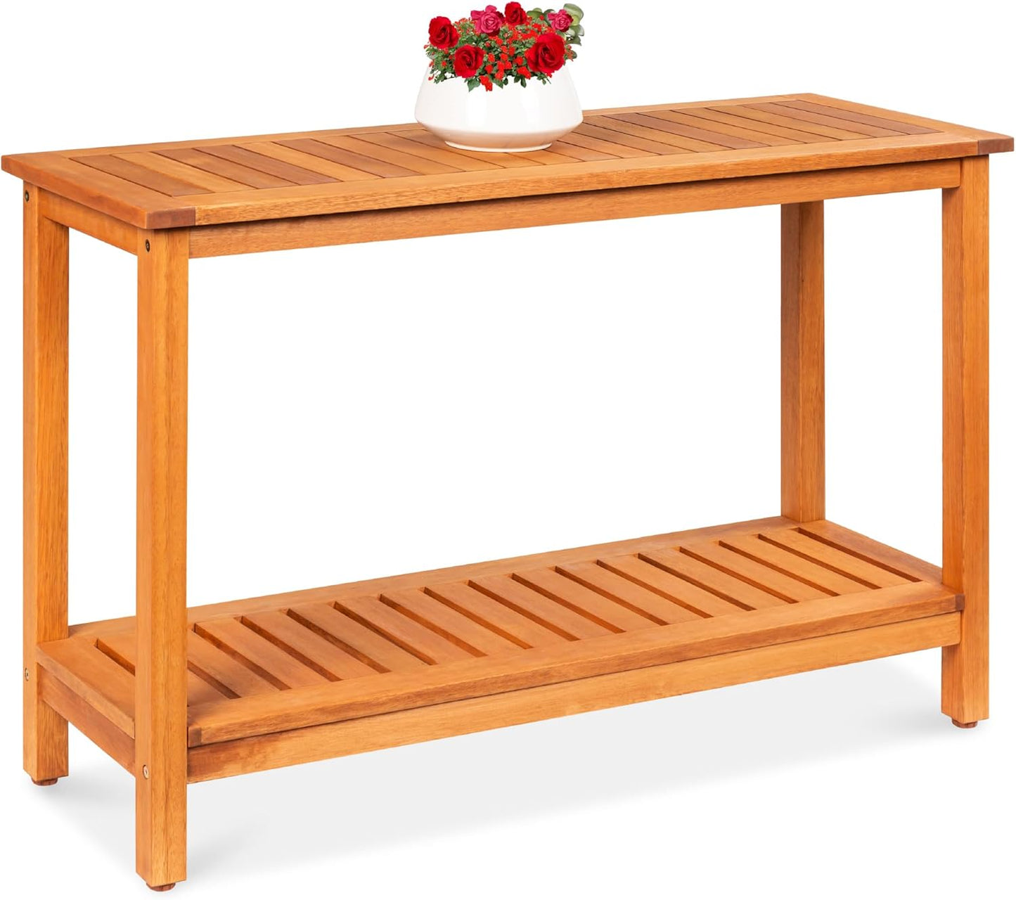 48in Eucalyptus Wooden Console Table for Indoor Outdoor Use