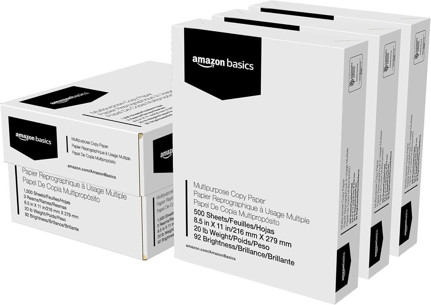 1500 Sheets 92 Bright White Paper - 3 Reams