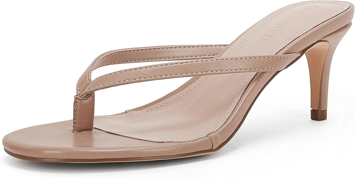 Coutgo Women's Kitten Heel Flip Flops for Comfortable Summer Wear