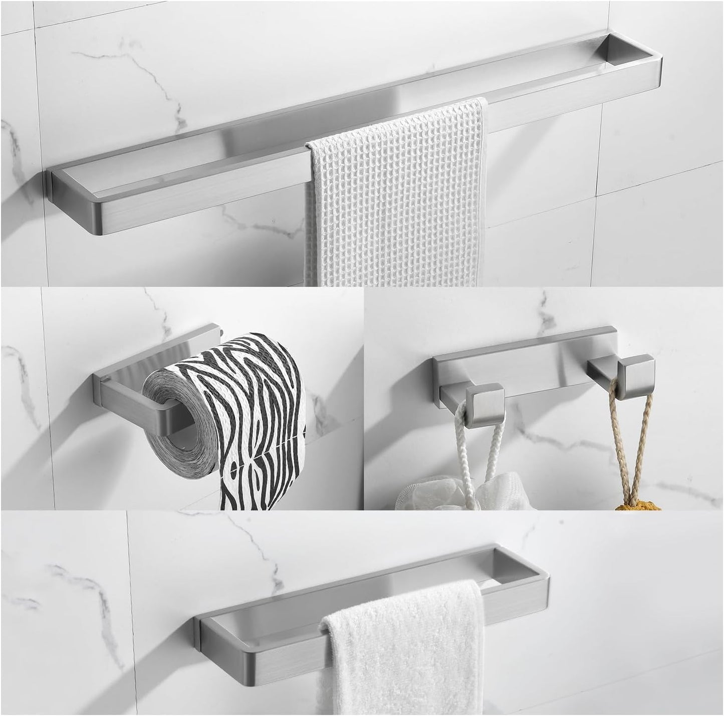 YACVCL 4-Piece Bathroom Hardware Set in Brushed Nickel Finish