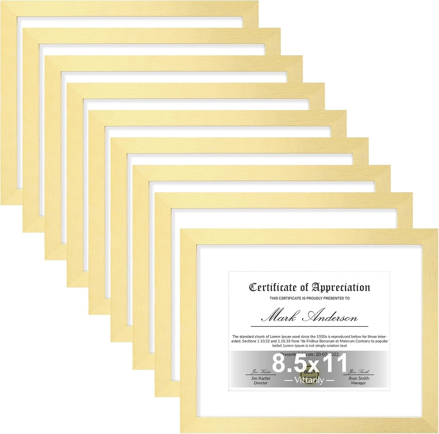 Vittanly 8.5x11 Picture Frames Set of 9 for Wall or Tabletop