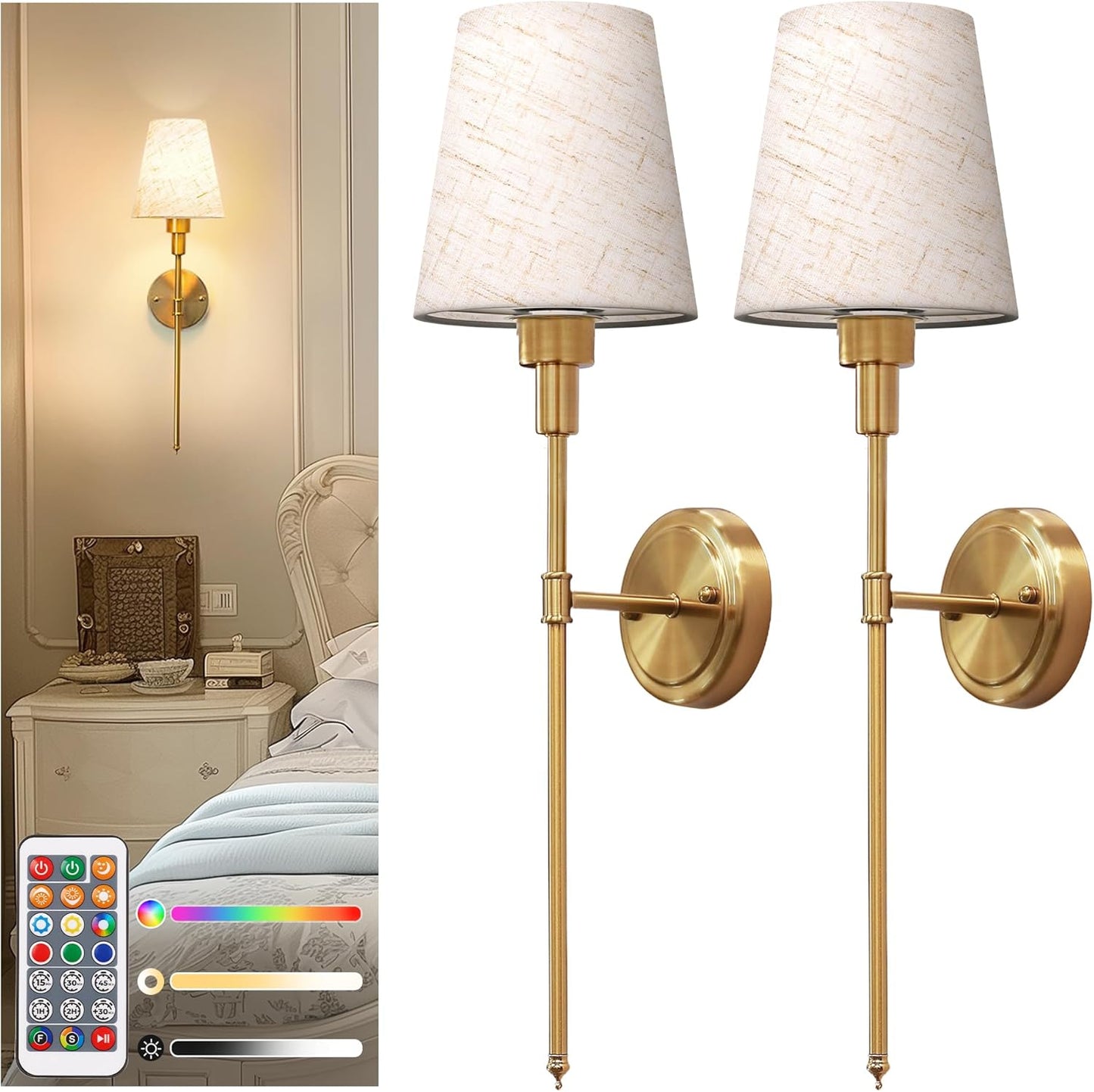 DORESshop Battery Operated Wall Sconce Set of 2 for Home Decor