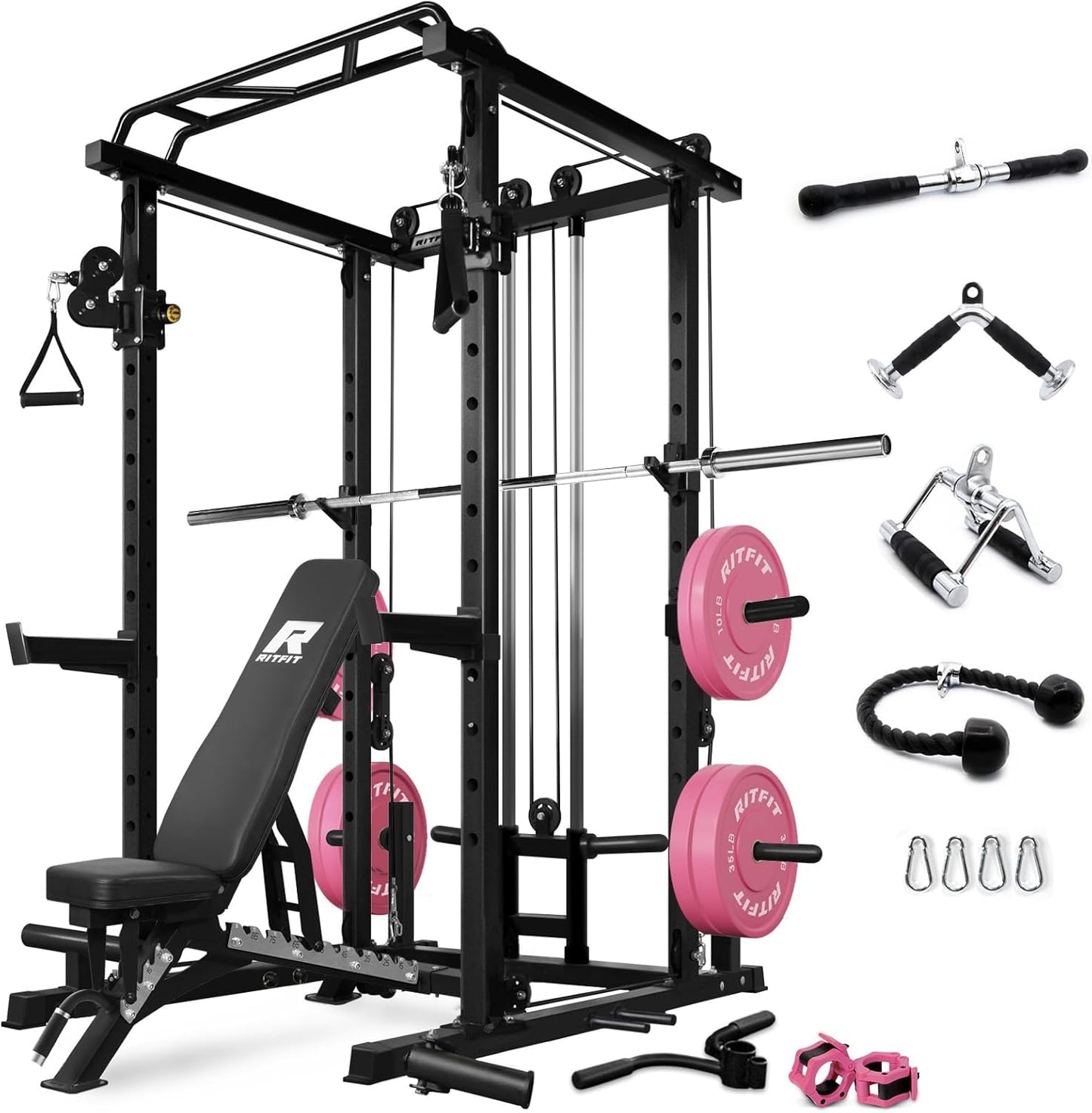 RitFit Power Cage w/ Cable System - 1000LBS Capacity