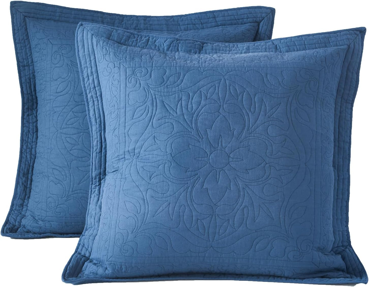 WINLIFE 100% Cotton Quilted Euro Sham Covers for Stylish Bedding