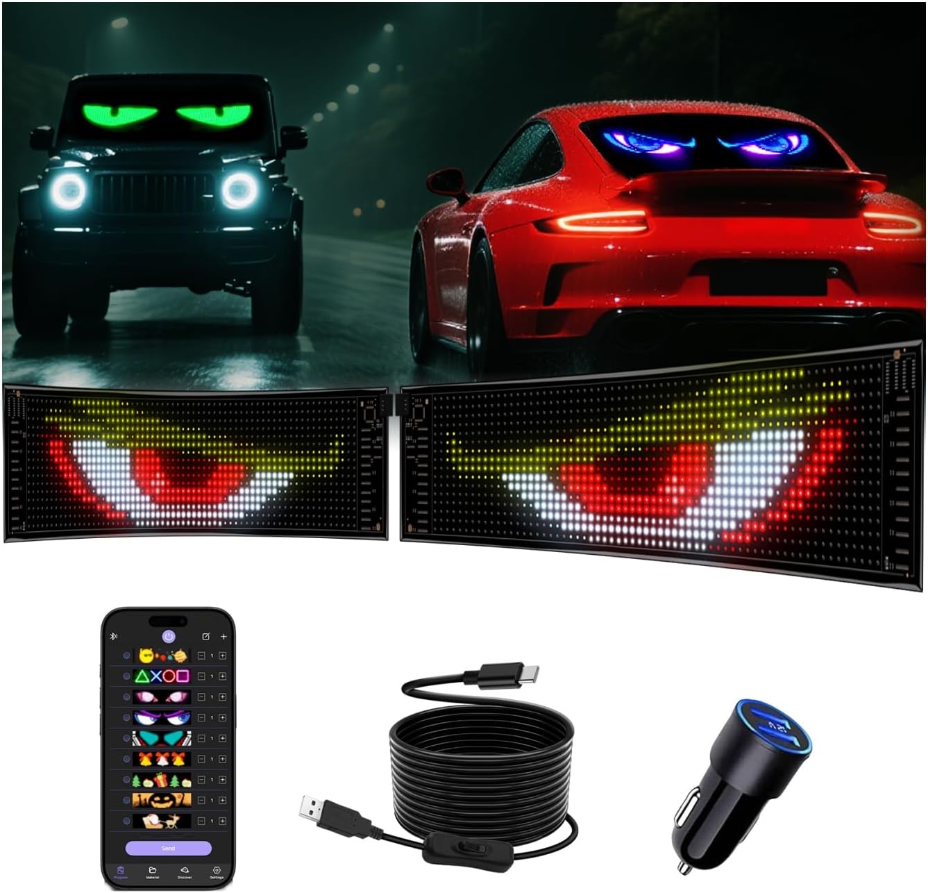 Multifunctional Bright Devil Eyes for Cars Windshield - 15in