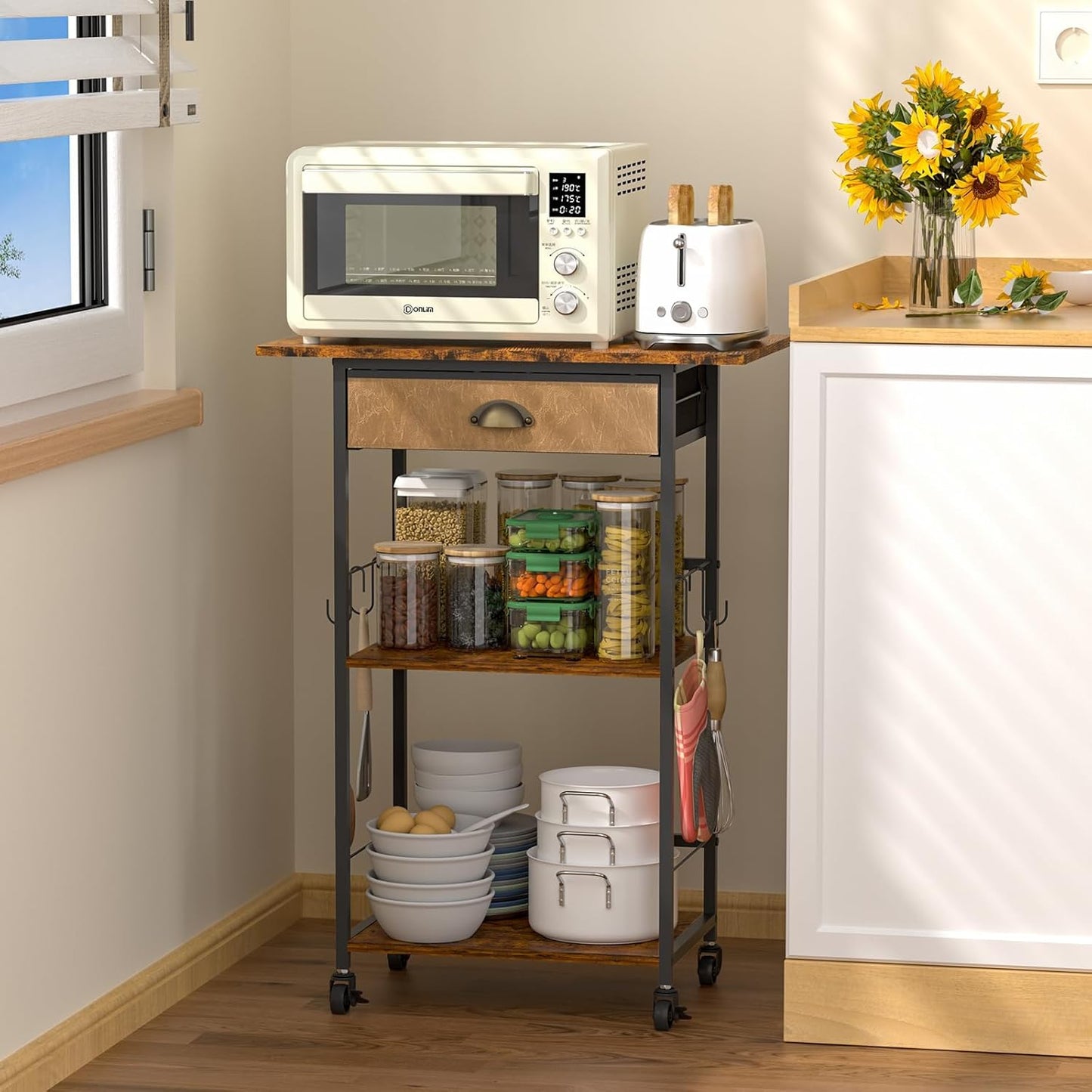 Rolling Microwave Cart: Organize with Ease