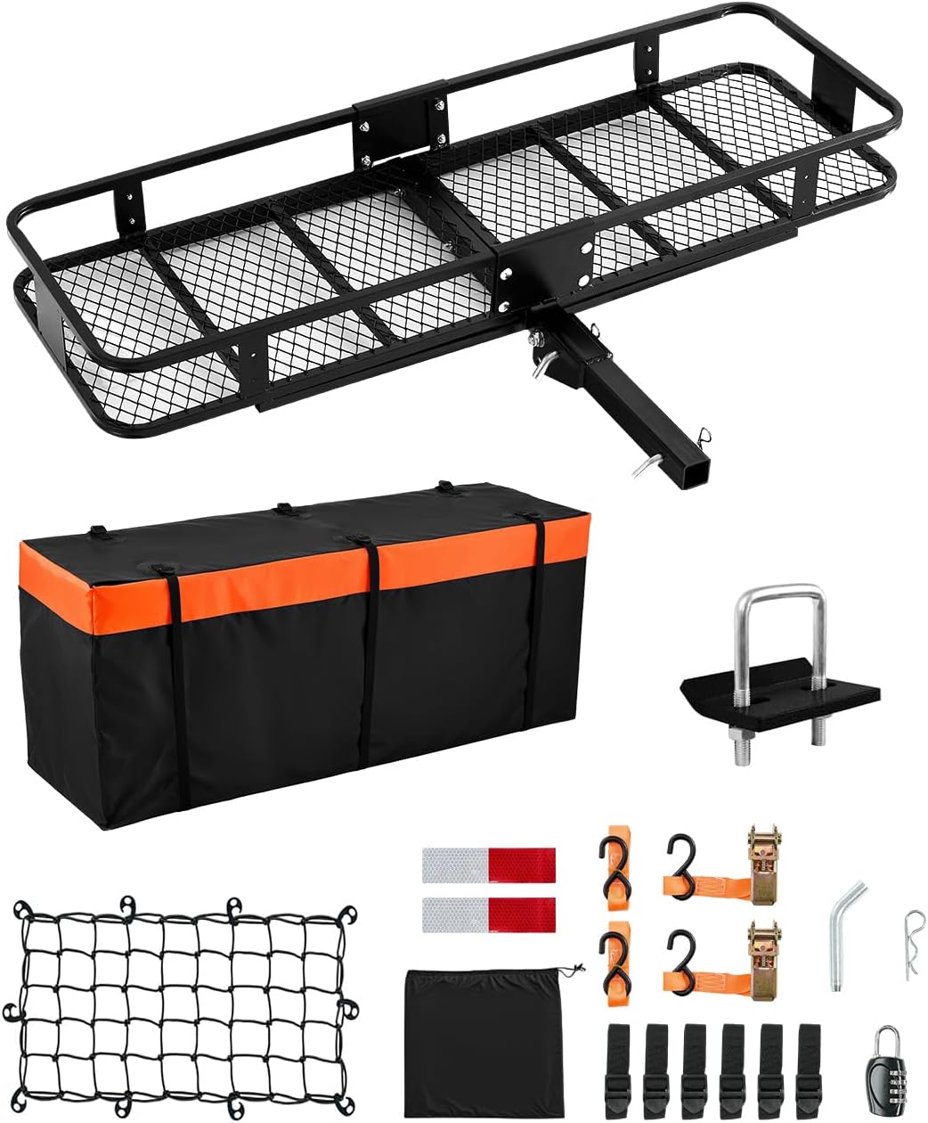 VEVOR 60in Hitch Cargo Carrier with Waterproof Bag & Net