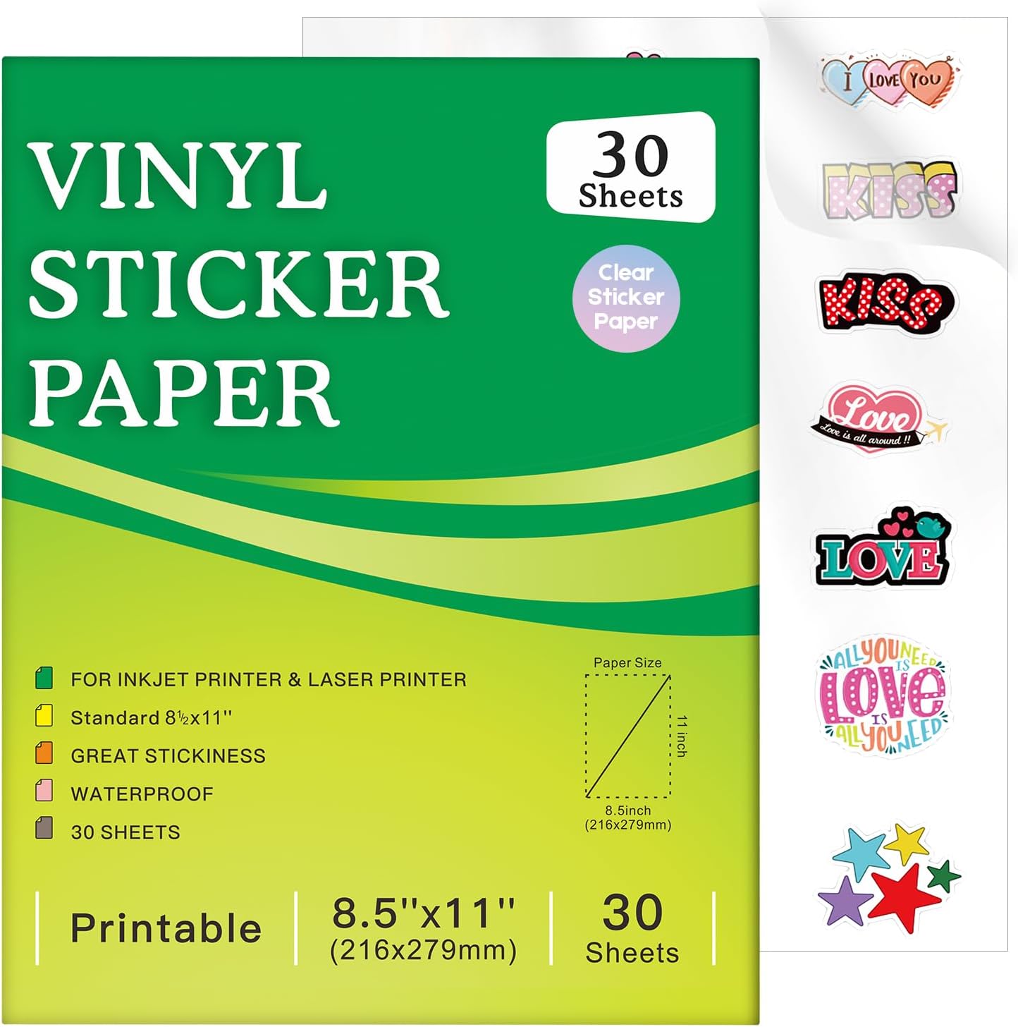 Aevdor Waterproof Clear Sticker Paper - Vivid Colors, Tear Resistant!