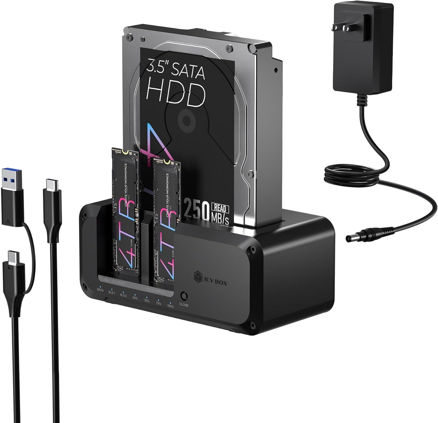 M.2 NVMe & SATA SSD/HDD Docking Station for Fast Cloning