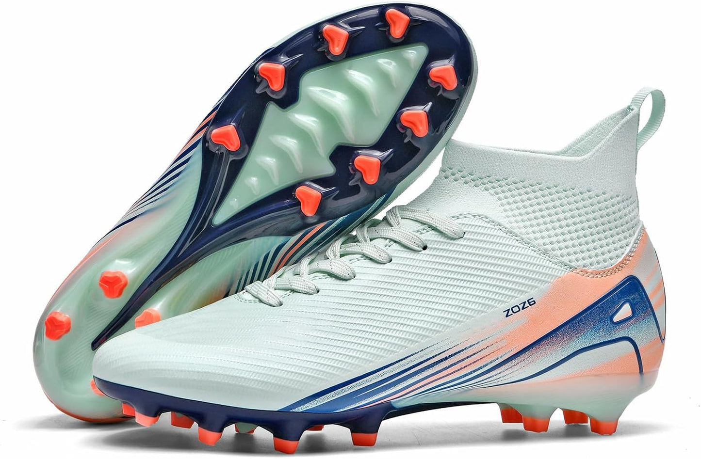 Men's High Top Soccer Shoes with Long Spikes for All Grounds