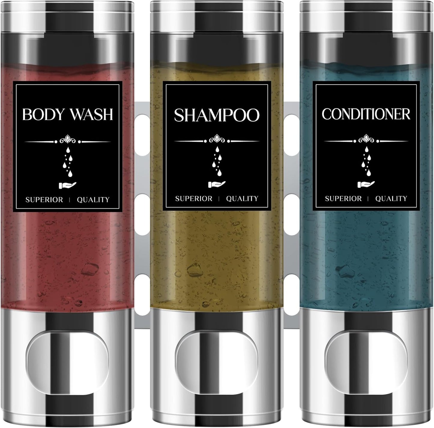 3-Chamber Shower Dispenser - Easy Access, No Drilling