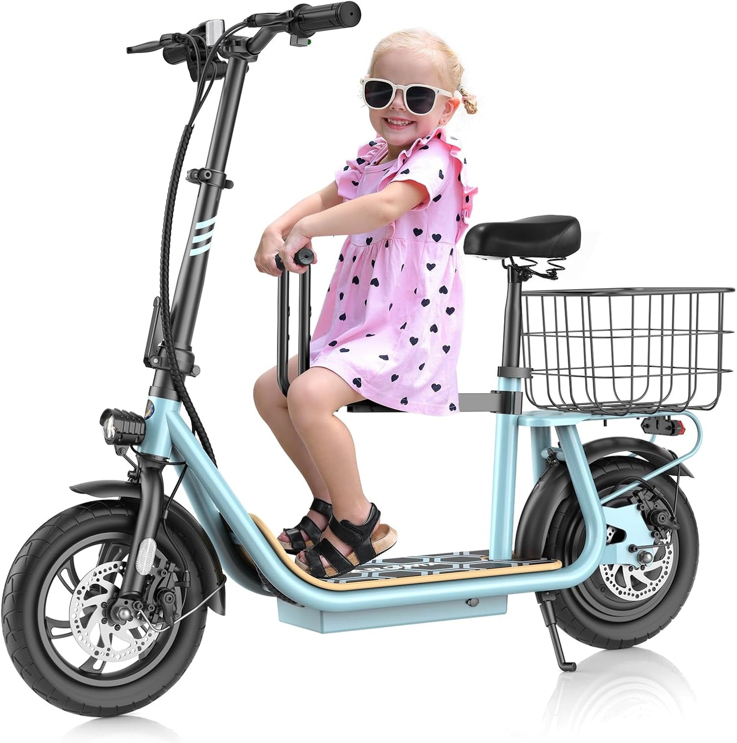 Caroma Peak Electric Scooter for Adults with Child Seat & Basket