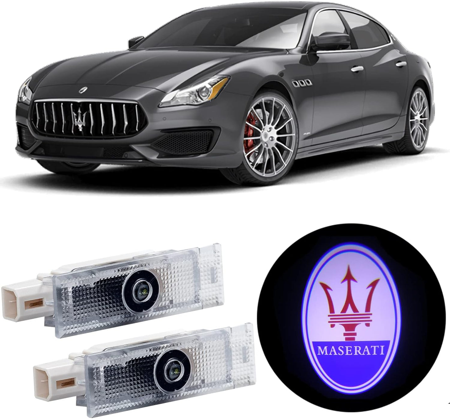 2Pcs Car LED Door Lights Logo Projector for Quattroporte Ghibli