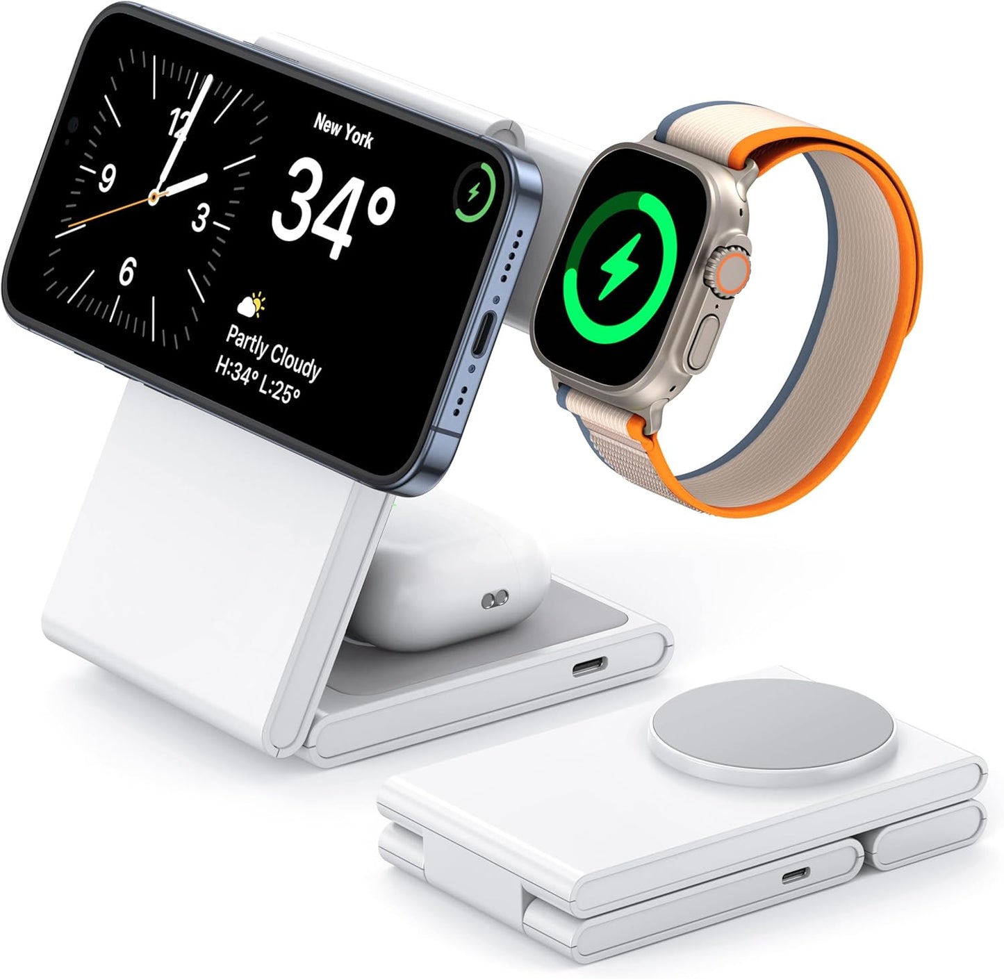 CUCICU Wireless Charging Station: 3 in 1 Travel Charger