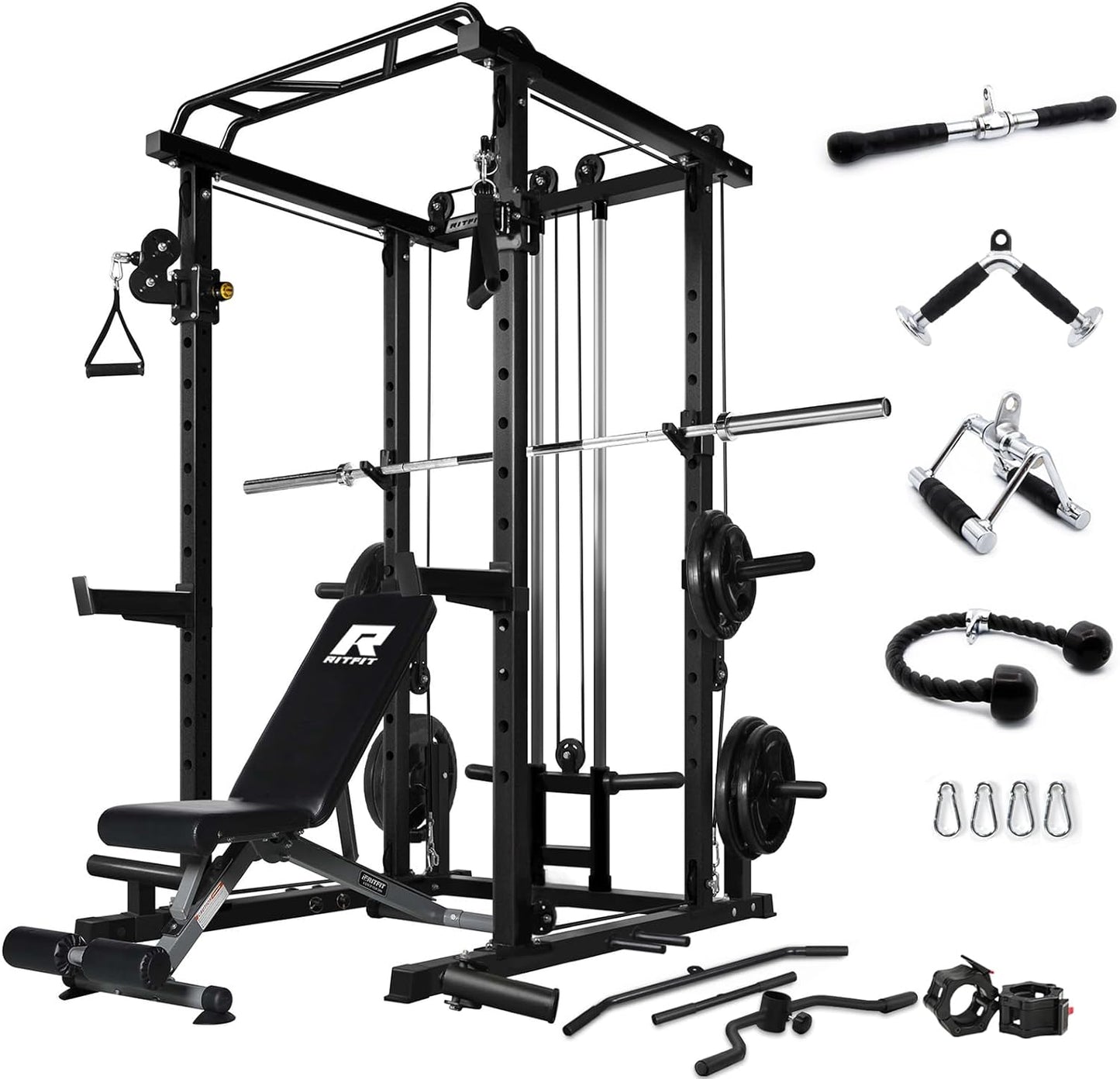RitFit Power Cage: Cable Crossover System & 1000LBS Capacity