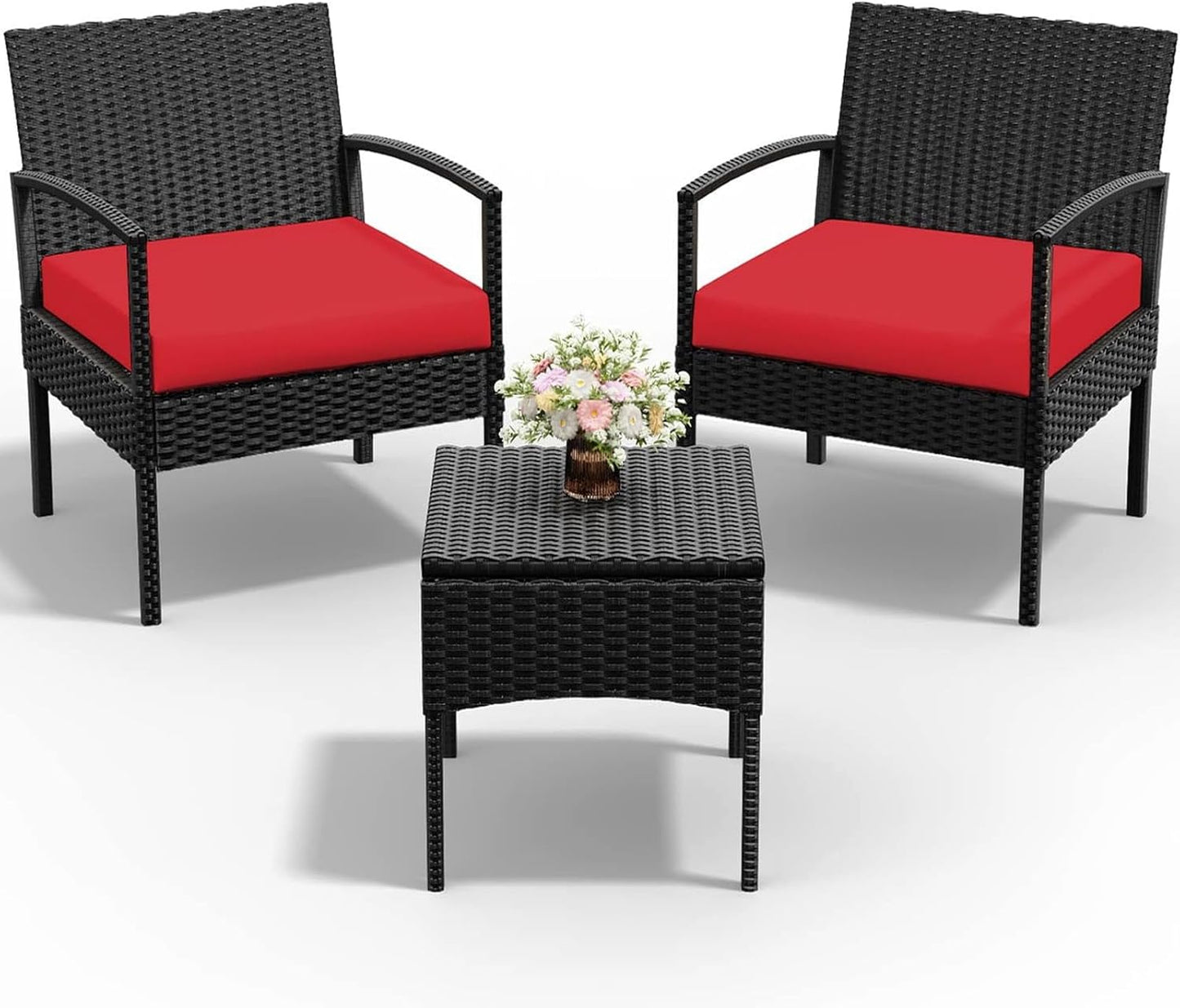 PROHIKER 3 PCS Patio Rattan Conversation Chairs Set for Outdoors